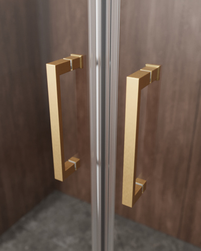 Душевая дверь Cezares MOLVENO MOLVENO-BF-2-170-C-BORO-IV 170х195 стекло прозрачное профиль золото брашированное - фото 2