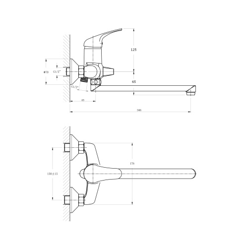 Смеситель для ванны Rush Corsica CO4240-51 настенный хром - фото 2