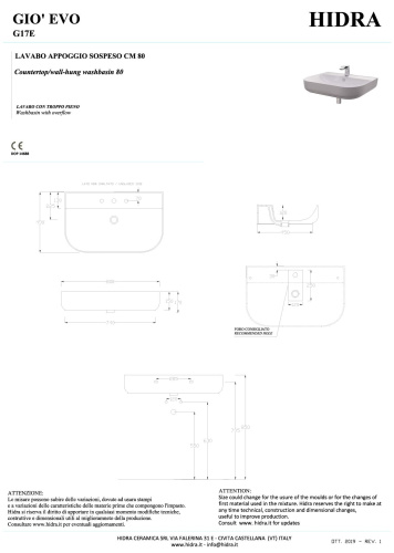 Раковина керамическая Hidra Gio G17E/026 80х49 подвесная цвет черный матовый 1 отверстие под смеситель - фото 2
