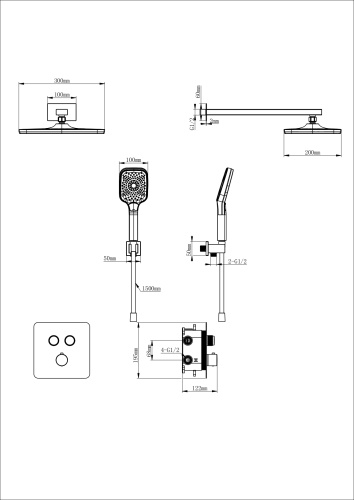 Душевая система Wonzon & Woghand WW-B4003-MW встраиваемая в стену цвет белый с термостатом - фото 2
