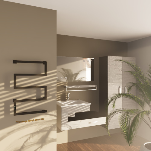 Полотенцесушитель Altasan ШалимарПроф ШалимарПроф8050ЧМ подвесной 51х83 электрический черный муар - фото 2