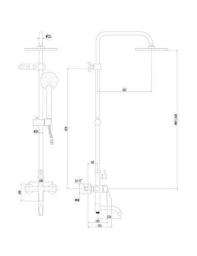 Душевая стойка Fmark FS8245A настенная цвет хром - фото 3