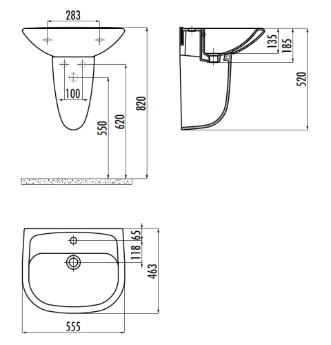 Раковина из сантехнического фарфора Creavit Pitta PA055-00CB00E-0000 56х46 подвесная цвет белый 1 отверстие под смеситель - фото 2