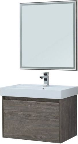 Комплект мебели: тумба с раковиной + зеркало Aquanet Nova Lite 00242295 80х50 напольный цвет коричневый - фото 5