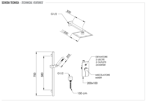 Душевая система Remer Absolute AU09S01UFS20 встраиваемая в стену - фото 2