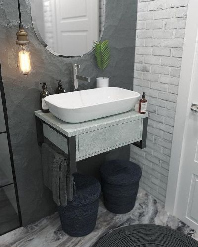 Тумба под раковину 1MarKa Grunge Loft Ц0000001582 60х50 подвесная цвет серый - фото 4