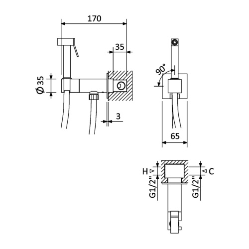 Гигиенический душ Cezares PORTA PORTA-DIF-01 хром - фото 2