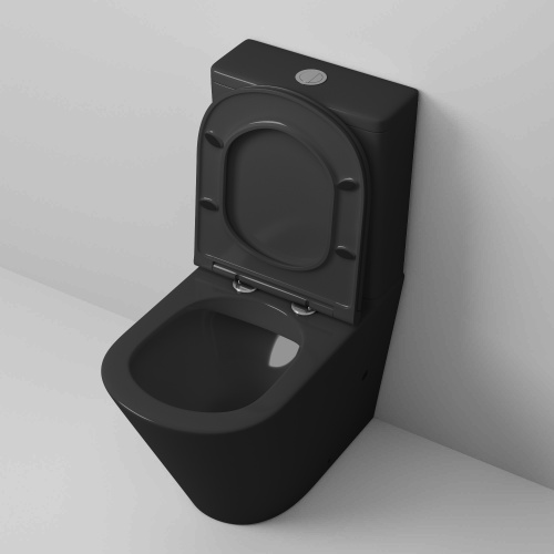 Унитаз напольный с бачком Grossman Санфаянс GR-4450BMS черный матовый с сиденьем микролифт безободковый каскадный смыв - фото 4