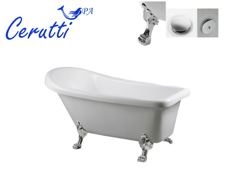 Ванна акриловая Cerutti SPA CT9321 170х74 отдельностоящая асимметричная с ножками - фото 4