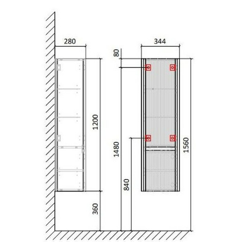 Шкаф-пенал Jorno LUMINO Lum.04.120/P/A/JR 35х28х120 - фото 4