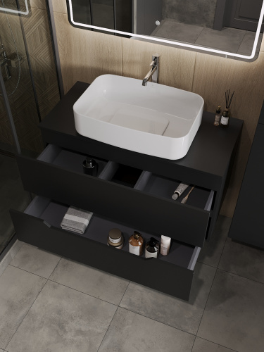 Тумба с раковиной Orange Line Li-100TubMDF+B07-600W 101х46х69 - фото 4