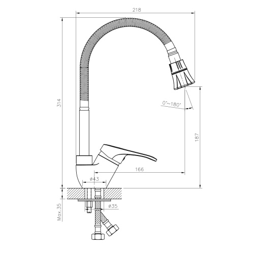 Смеситель для кухни Rossinka B B35-26 на мойку хром - фото 2