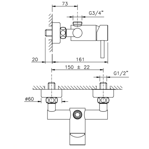 Смеситель для душа Nicolazzi Olympus 3725CR настенный хром - фото 2