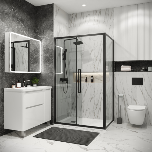 Душевой уголок Grossman Cosmo 120.K33.02.1490.21.00 140х90 стекло прозрачное профиль черный матовый без поддона - фото 5