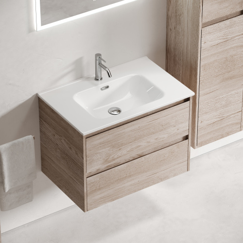 Тумба под раковину Sancos Libra LB70EG 69х45х50 подвесная цвет дуб галифакс натуральный - фото 5