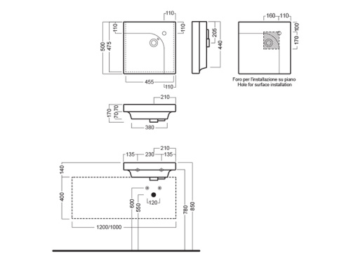 Раковина из санфаянса Hatria GRANDANGOLO YXFB01 50х50 подвесная цвет белый - фото 3