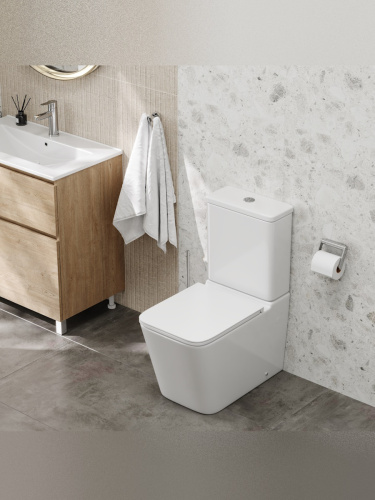 Унитаз напольный с бачком Teymi Helmi T40327 белый с сиденьем микролифт безободковый каскадный смыв - фото 4