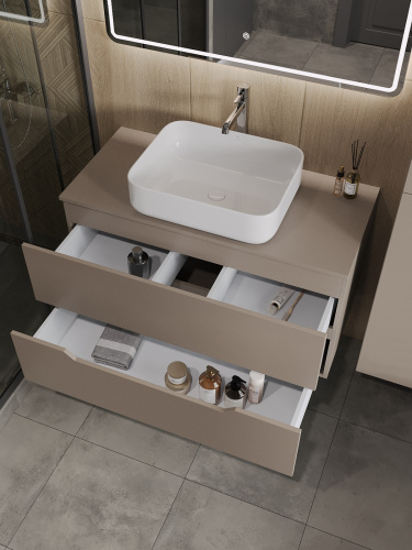 Тумба с раковиной Orange Line Li-100TuLMDF+B05-500W 101х46х68 - фото 4