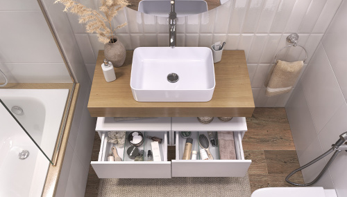 Тумба Velvex UNIT tpUNI.50.H27.Y-211 50х48х27 подвесная цвет белый матовый - фото 4