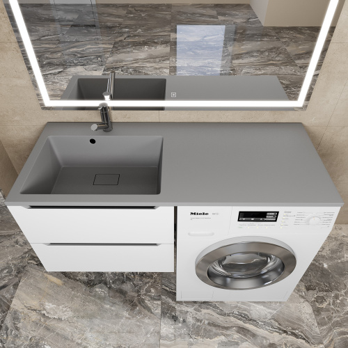 Раковина кварцевая Uperwood Cosmos Quartz RCosmos120LS 120х48 над стиральной машиной цвет серый - фото 3