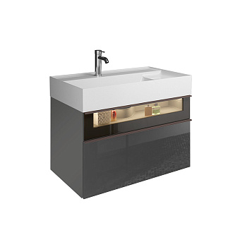 Тумба с раковиной Burgbad Yumo SFMX082 F3194 C0001*1 81х47х48 подвесная цвет серый глянцевый