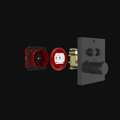 Смеситель для душа Vincea VSCV-321TGM встраиваемый в стену вороненая сталь с термостатом - фото 3