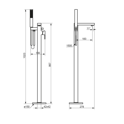 Смеситель Damixa Gala 535000300 напольный черный - фото 5