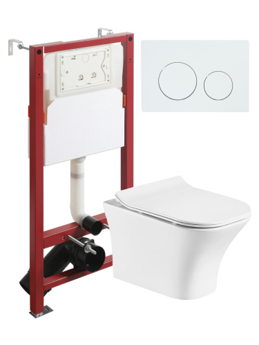 Комплект унитаз с инсталляцией и клавишей смыва Orange CI02-100W+APB188 - фото 2