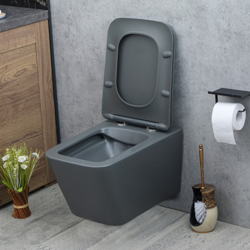 Унитаз подвесной Melana 310304MDG темно-серый с сиденьем микролифт безободковый - фото 3