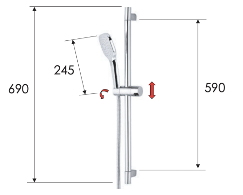 Душевой гарнитур Remer 315R318CP настенный цвет хром - фото 2