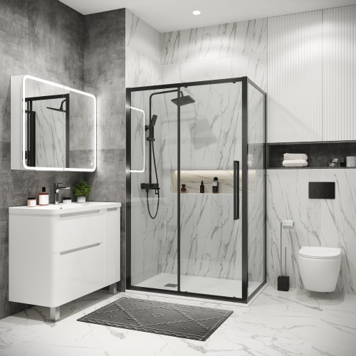 Душевая перегородка Grossman Cosmo 200.K33.02.90.42.00 90х195 стекло прозрачное профиль графит - фото 3