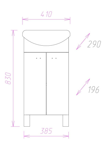 Тумба под раковину Onika Азов 104001 38х20х68 напольная - фото 3