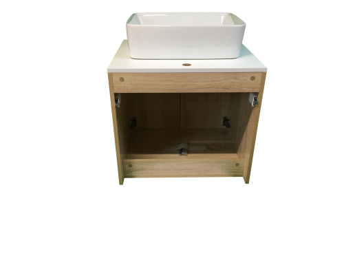 Тумба с раковиной Sintesi STL.W7021_SIN-LVB-APP-401 60х55х50 подвесная цвет белый/коричневый - фото 4