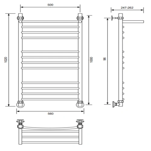 Полотенцесушитель Veconi Nemi-B N10050GR-B 50х100 водяной графит - фото 3