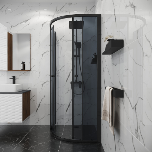 Душевой уголок Niagara Eco NG-1003-14T 79х79 стекло тонированное профиль черный матовый без поддона - фото 4