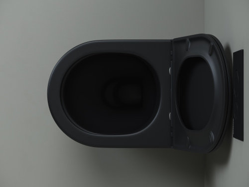 Унитаз приставной Ceramica Nova METROPOL CN4004MB черный матовый с сиденьем микролифт безободковый душевой смыв - фото 5