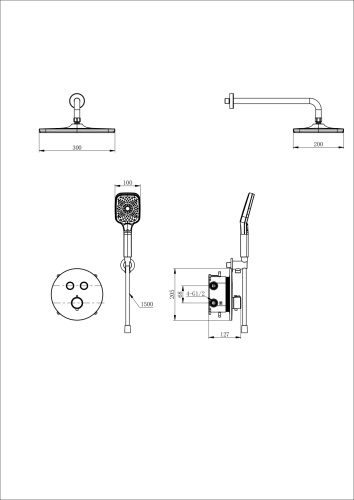 Душевая система Wonzon & Woghand WW-D2017-A-MW встраиваемая в стену цвет белый с термостатом - фото 2