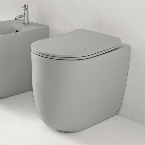 Чаша унитаза приставная Kerasan Nolita 531859 цвет светло-серый матовый без сиденья безободковая каскадный смыв