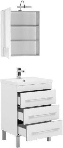 Комплект мебели: тумба с раковиной + зеркало-шкаф Aquanet Верона 00287656 58x48x155 напольный цвет белый - фото 2