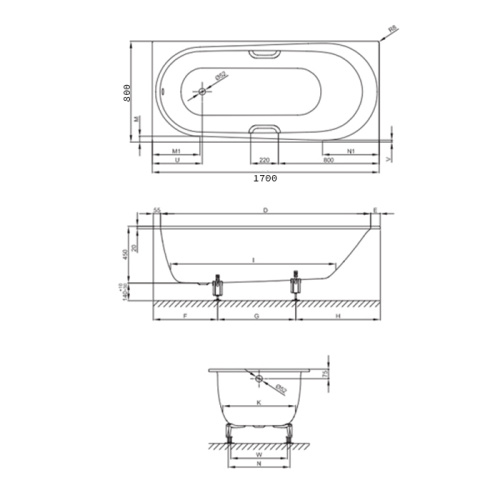 Ванна стальная Bette Comodo 1253-000 PLUS 170х80 встраиваемая прямоугольная без ножек - фото 2