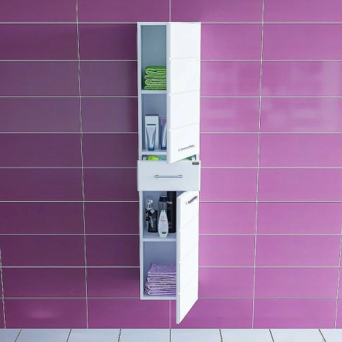 Шкаф-пенал СанТа Омега 507002 30х30х150 подвесной цвет белый - фото 2