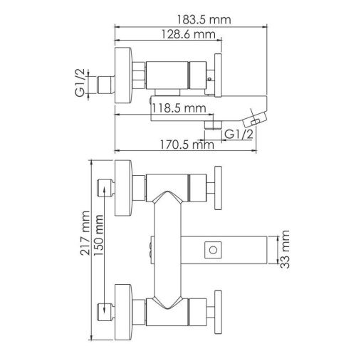 Смеситель для ванны Wasserkraft Weser 7800 7801 настенный хром - фото 5