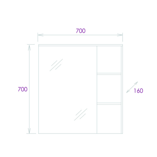 Зеркало-шкаф Onika Легран 207036 70х16х70 подвесной цвет белый - фото 3