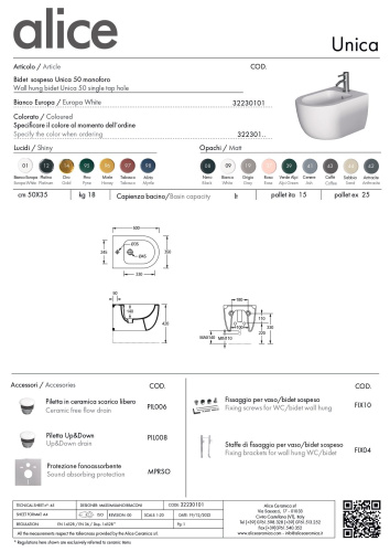 Биде Alice Unica 32230101 подвесное - фото 5