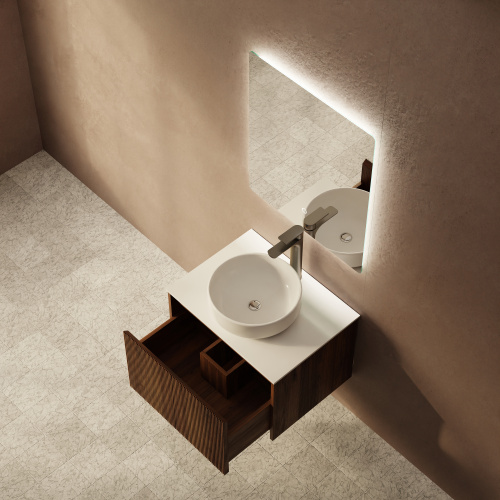 Тумба с раковиной+зеркало Art Decco Camilla (Камилла) ACM06W22S3M0 60x45x40 подвесная цвет черный орех - фото 3