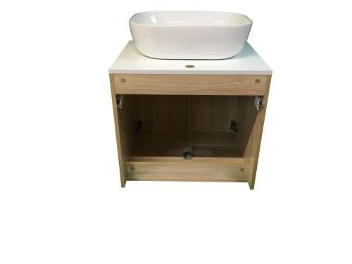 Тумба с раковиной Sintesi STL.W7021_SIN-LVB-APP-403 60х55х50 подвесная цвет белый/коричневый - фото 3