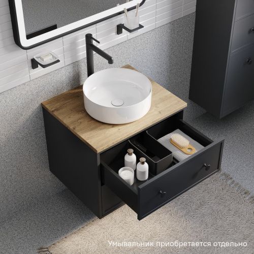 Тумба под раковину IDDIS Torr TOR60DVi95K 60х51х50 подвесная цвет темно-серый - фото 4