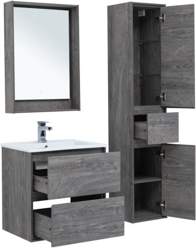 Тумба под раковину Aquanet Милан 00339966 64х46х66 подвесная цвет темное дерево - фото 4