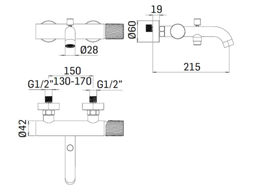 Смеситель для ванны Mamoli Tuttodunpezzo 1710FB30002A настенный сталь - фото 3