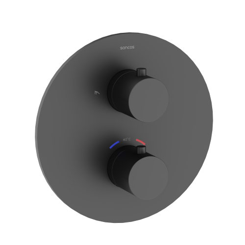 Душевая система Sancos Etna SC9010MB встраиваемая в стену цвет черный с термостатом - фото 2